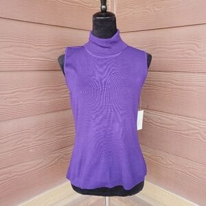 NWT WD.NY Purple Grape Ribbed Sleeveless Turtleneck Sweater Women's Size XL